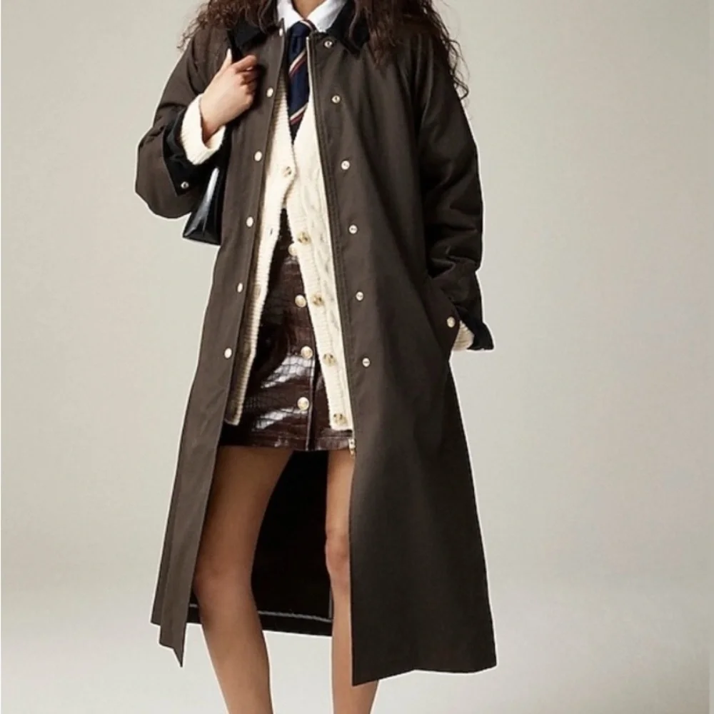 J.Crew Long Trench Coat Barn Jacket - Picture 3 of 7